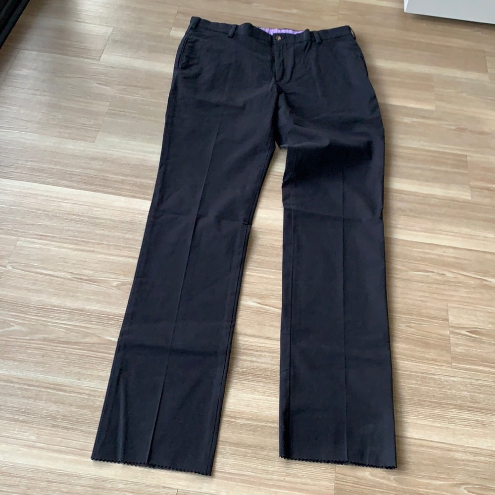 Frank’s made in USA plain front trim fit black size 39 unhemmed khaki pants